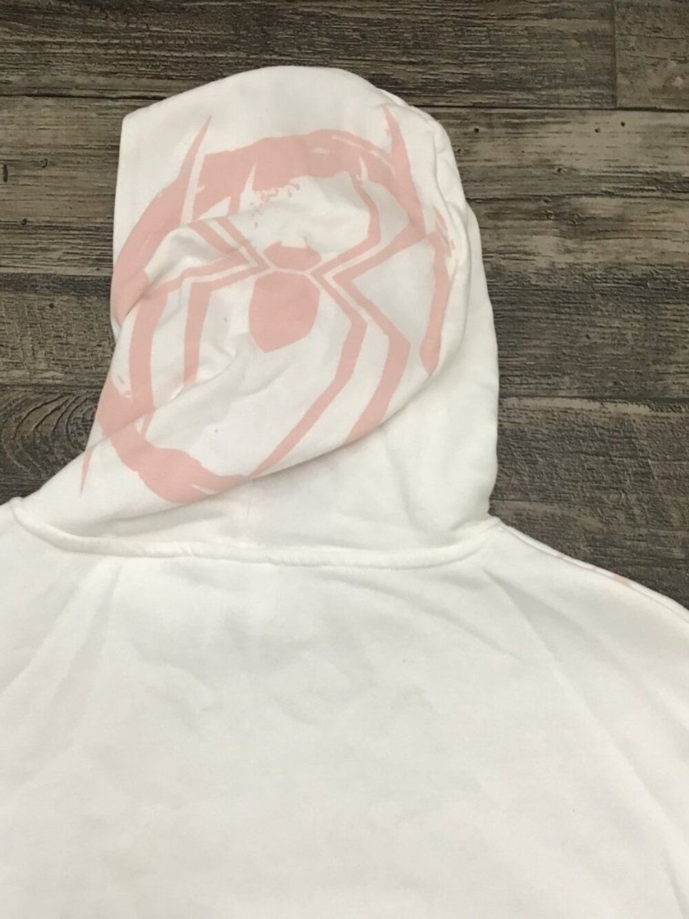 NWT Marvel Spiderman Women Sweatshirt Hoodie White/Pink Size Medium - Picture 9 of 9